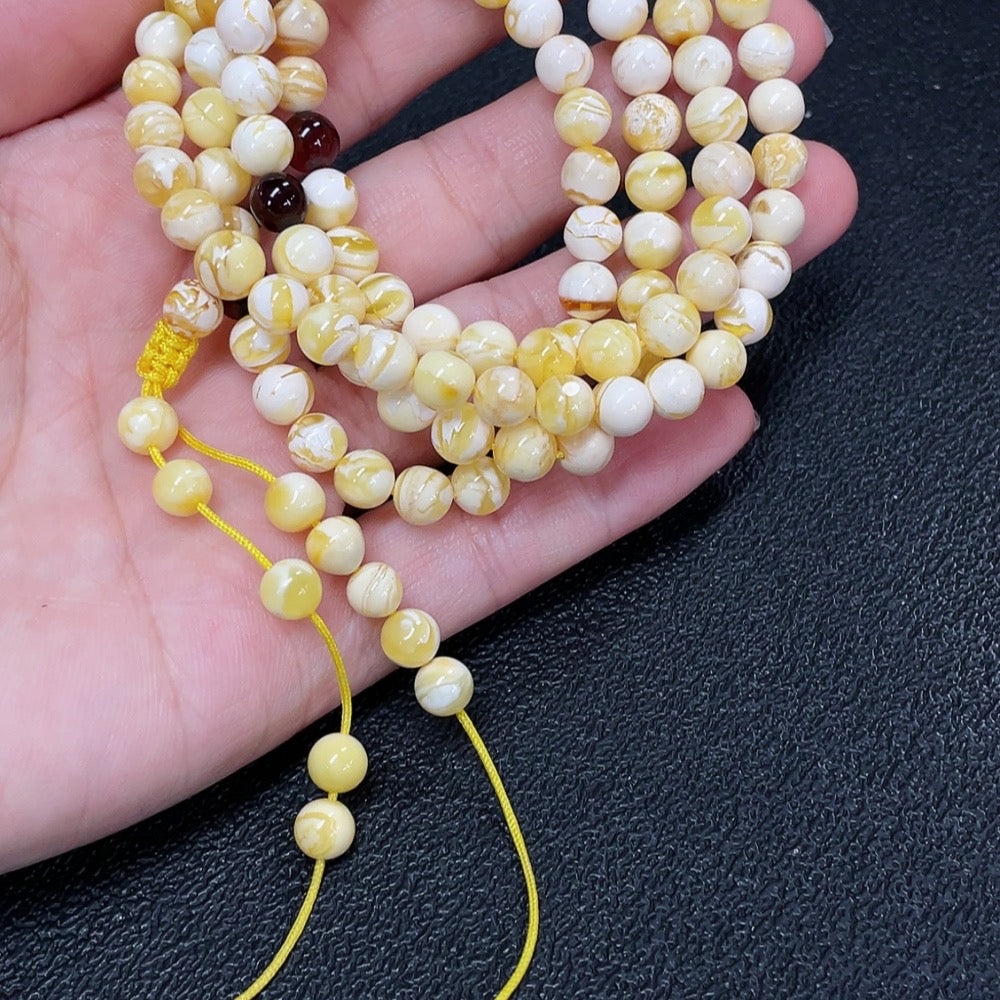 Amber Beeswax Bead Necklace Size About 6.1mm
