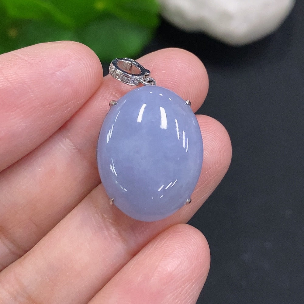 Jadeite Cabochon Pendant 18k Gold Total Weight Approx. 4.7g Diamond Accents