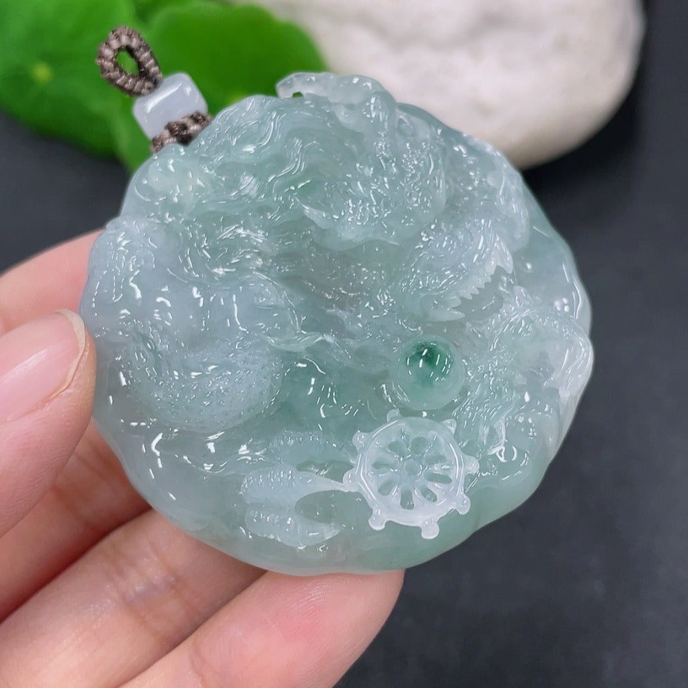 Jadeite Pendant Dragon Plaque