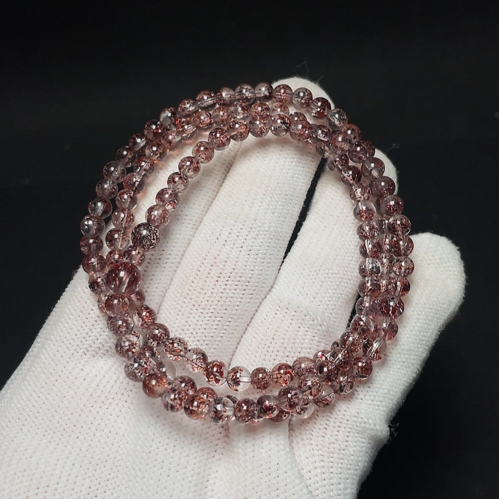 HKHQ gemstone crystal bead necklace with 4.6mm beads, total weight approximately 18g, showcasing sparkling gemstone beads.