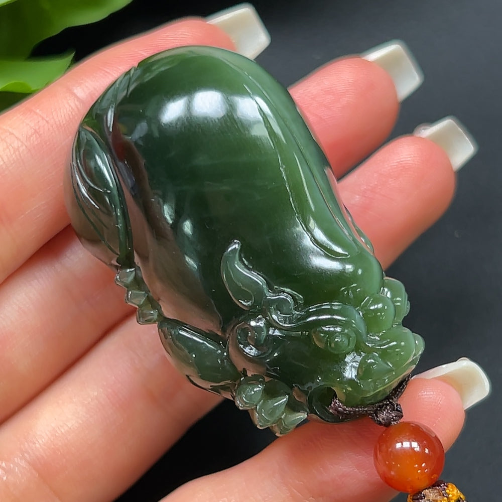 Hetian Jade Pi Xiu Pendant Including Rope