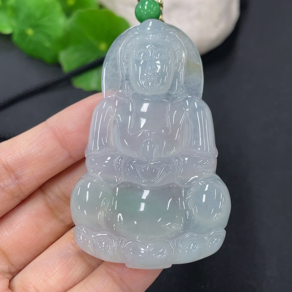 Jadeite Guanyin Pendant Total Weight Including Rope Approx. 31.4g