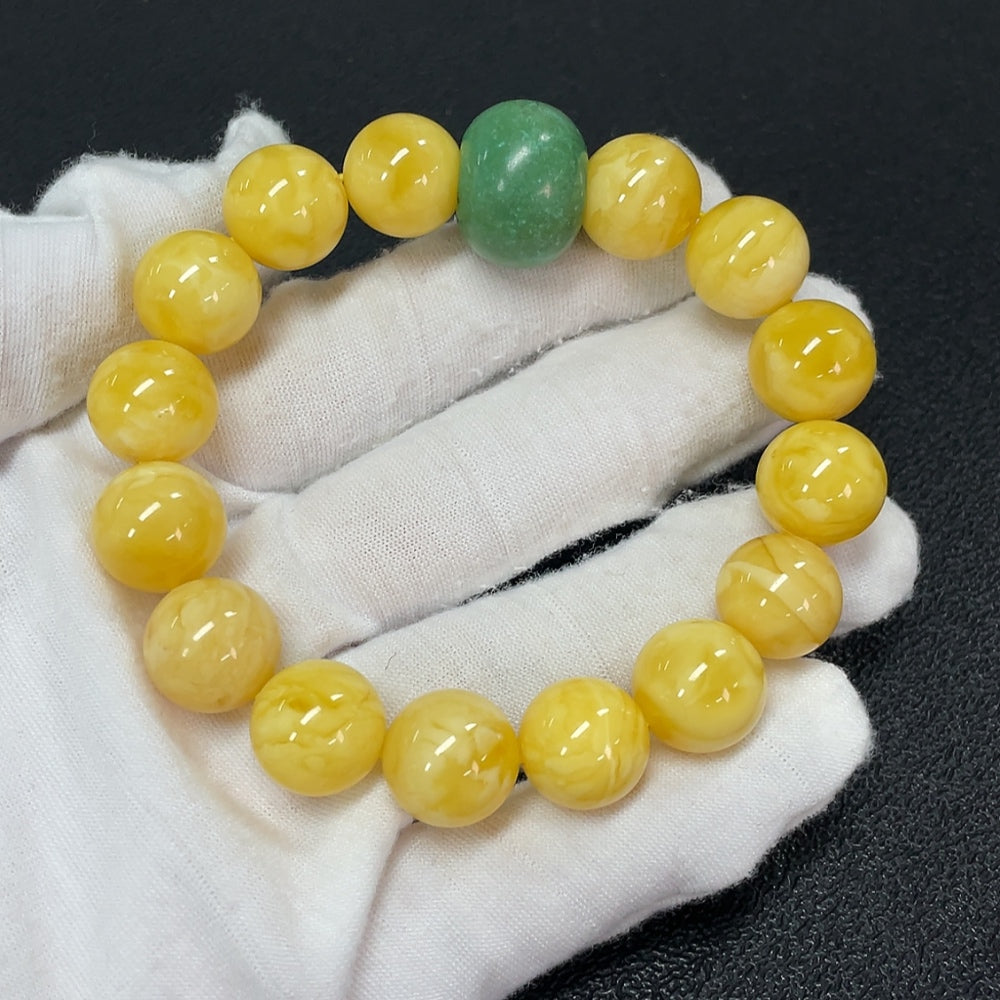 Amber and Beeswax Bracelet with Non-Natural Accent Stones, Total Weight Approx. 26.05g, Size About 13mm