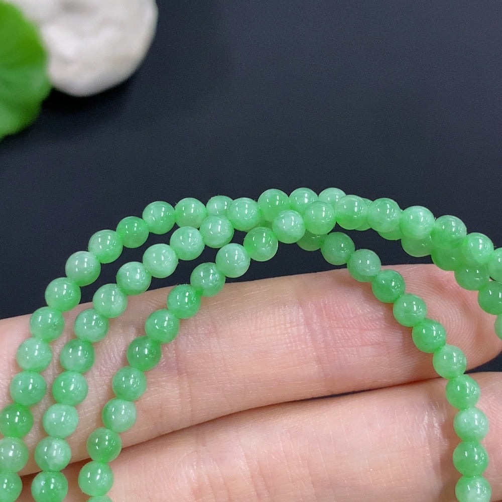 Jadeite Bead Necklace Non-Gold Total Weight Approximately 17g Size About 3.8mm