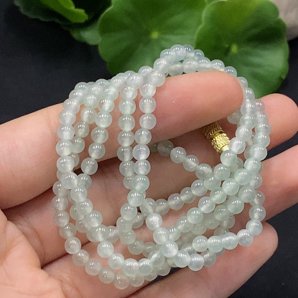 Jadeite Beaded Necklace Approx. 3.9mm Total Weight Approx. 19.23g Non-Gold Inlaid