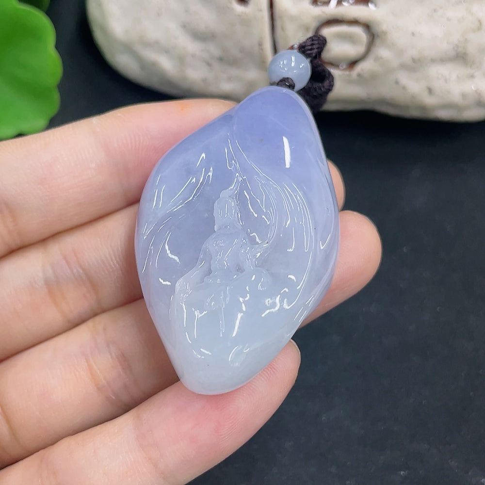 Jadeite Pendant Wu Xiang with Cord Total Weight Approx. 39.7g