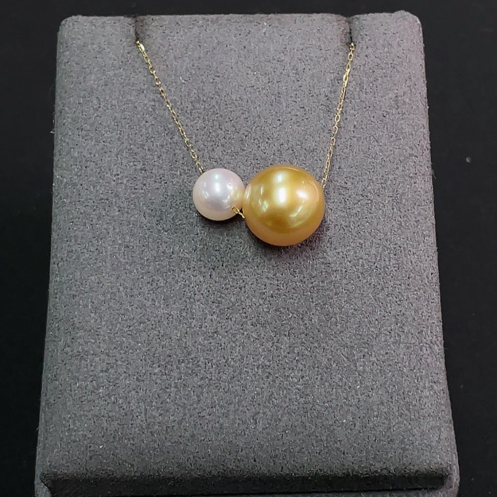Saltwater Pearl Inlaid Necklace 18K Gold Color Origin Undetermined