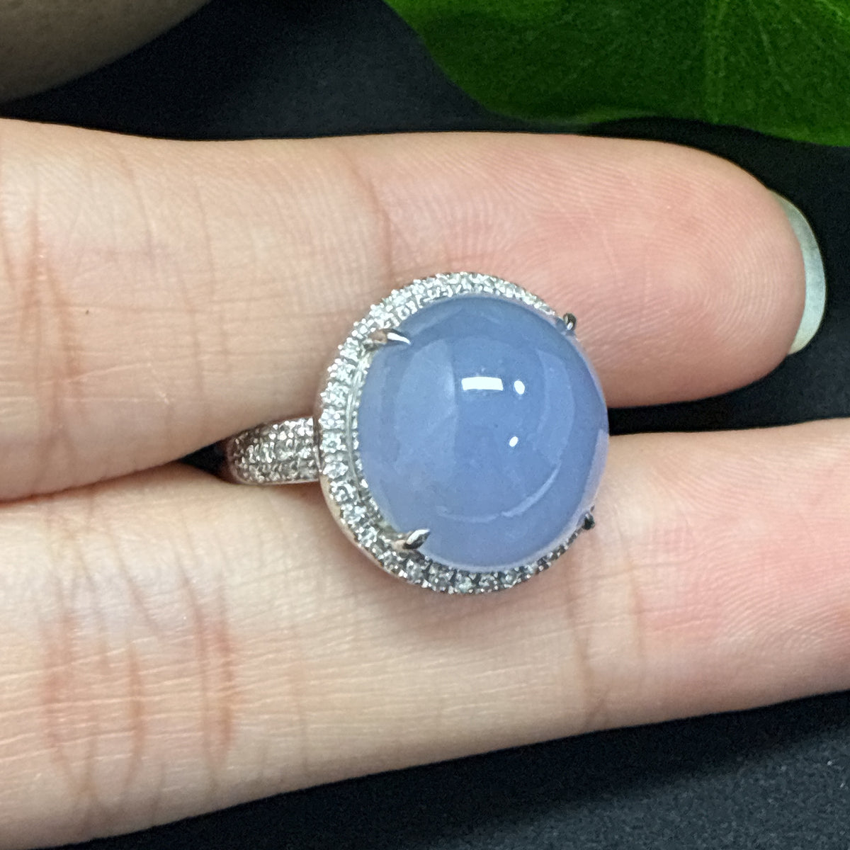Jadeite and Diamond 18K Cabochon Ring