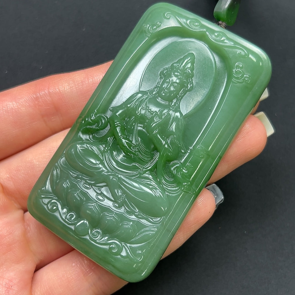 Hetian Jade Guanyin Pendant, Total Weight Approx. 79.31g, Including Rope