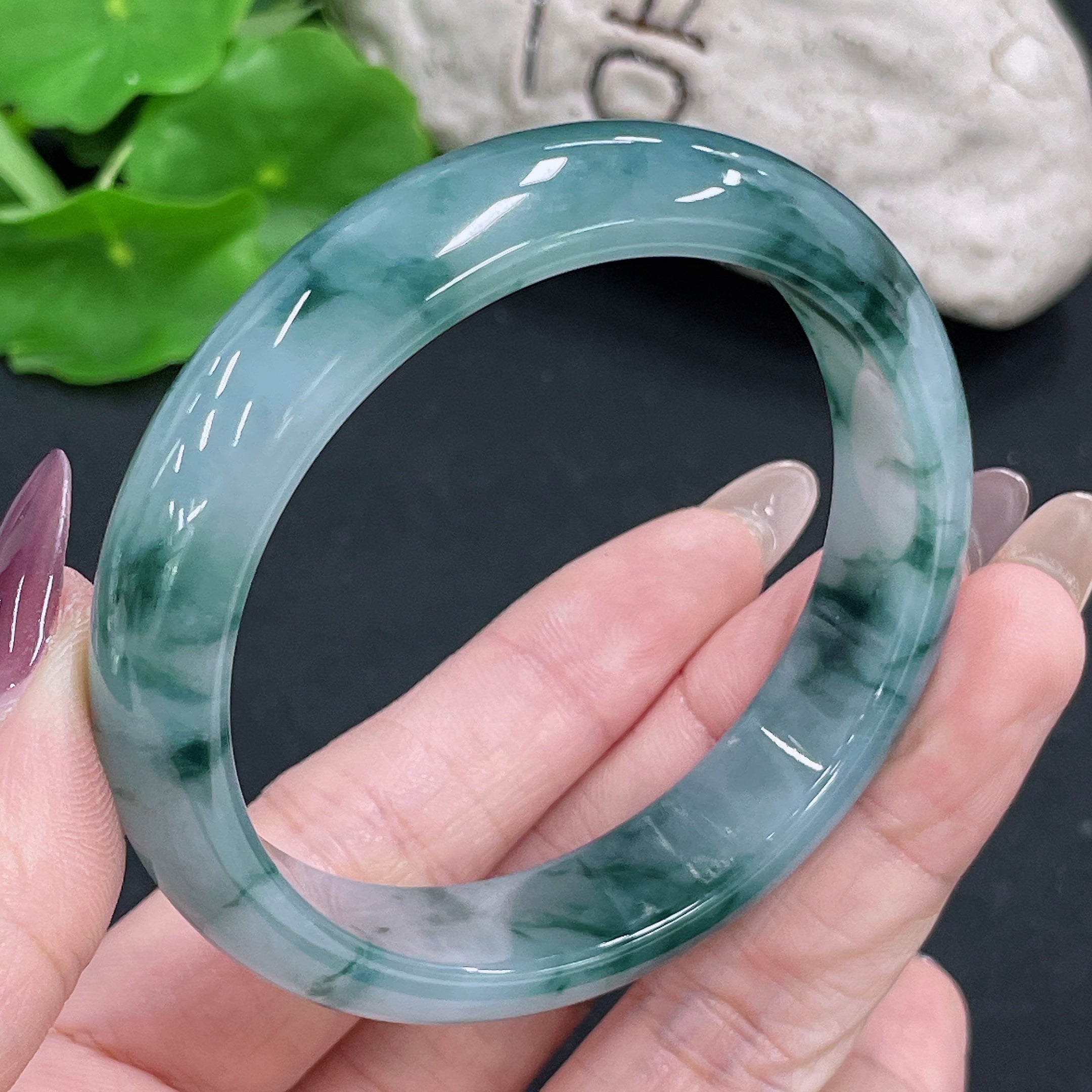 Jadeite Round Bracelet, Total Weight Approx. 51.95g, Size 55.7