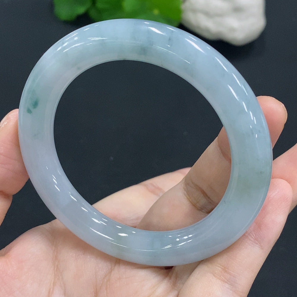 JadeiteRound Bangle Bracelet, Inner Diameter 55.7, Total Weight Approx. 56.9g