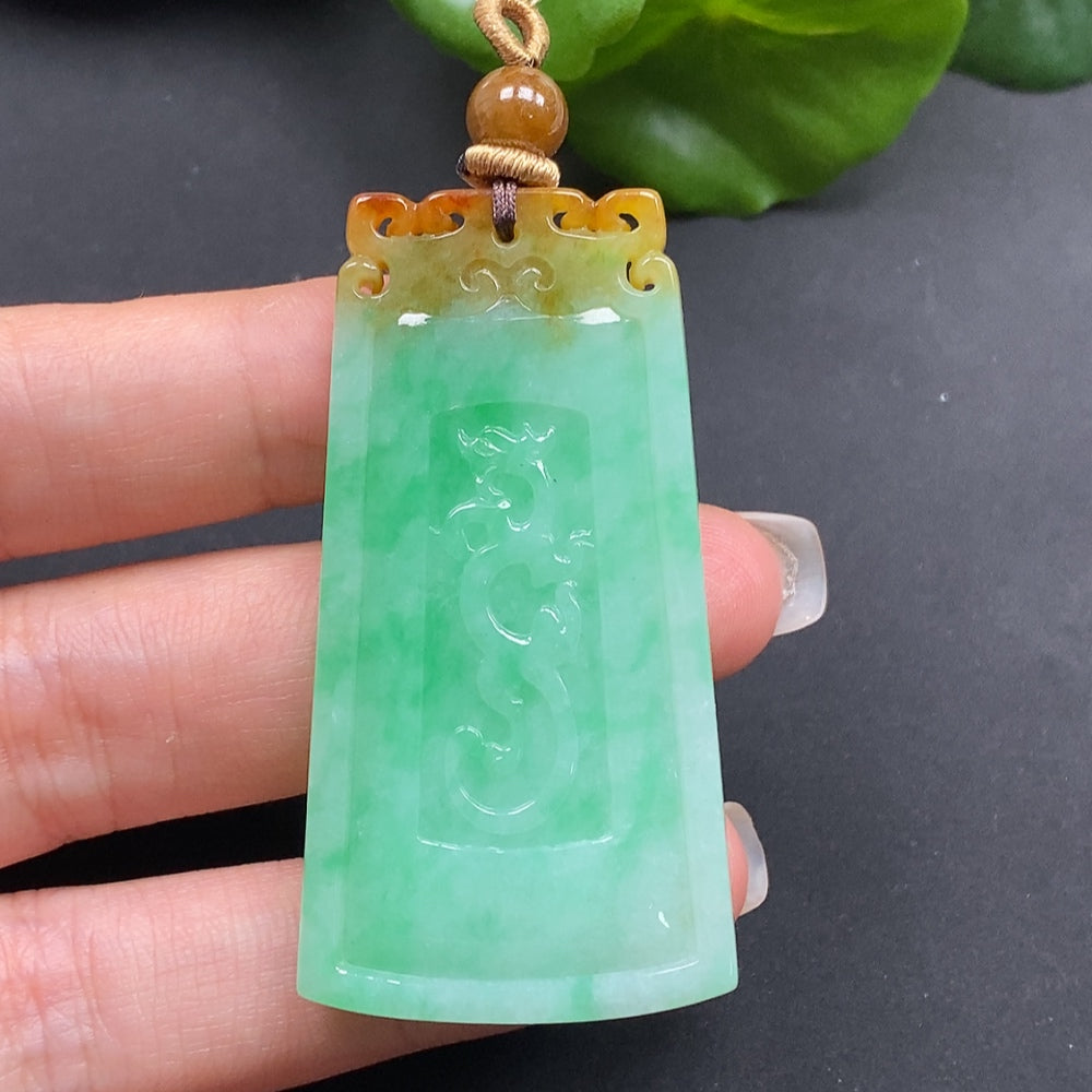 Jadeite Pendant Dragon Plaque Total Weight Approx. 23.37g
