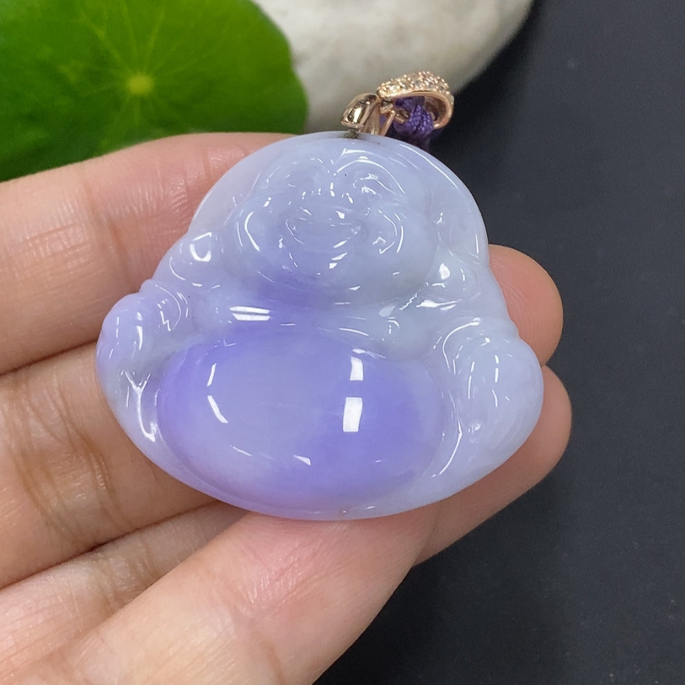 Jadeite Buddha Pendant Non-Gold Inlaid Total Weight Including Rope Approx. 15.3g