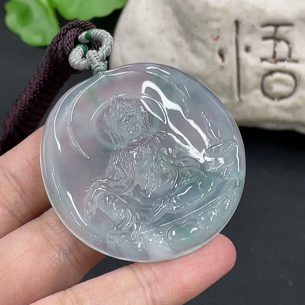 Jadeite Guanyin Pendant, Total Weight Approx. 28.8g