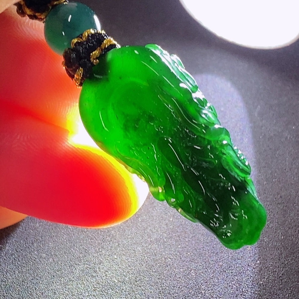 Jadeite Pendant Dragon Plaque Total Weight Approx. 8.87g Including Rope