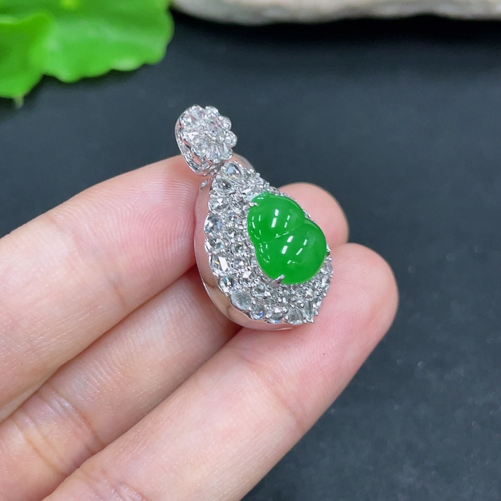 Jadeite Pendant with 18K Gold and Diamond Accents