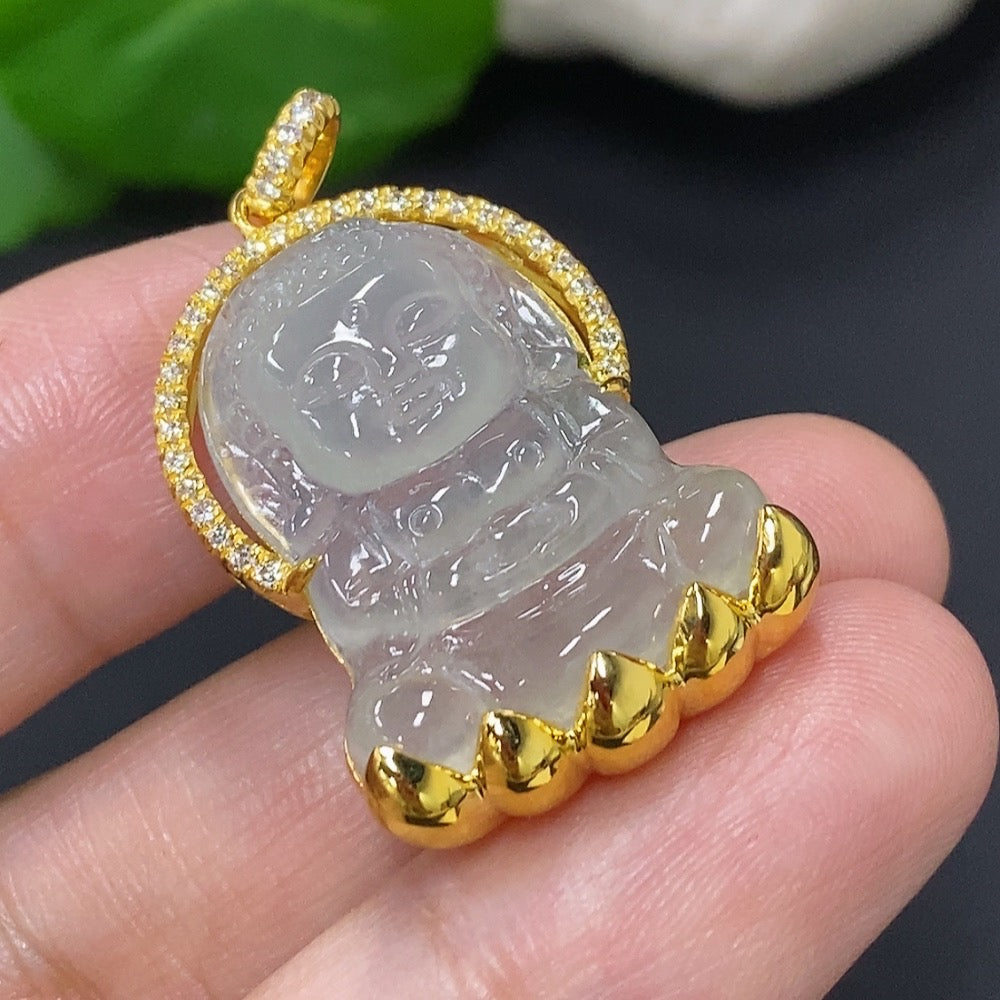 Jadeite Pendant with 18K Gold Setting, Total Weight Approx. 7.6g (Non-Diamond)
