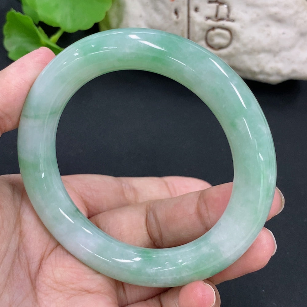 Jadeite Round Bangle, Total Weight Approx. 71g, Size 55.8