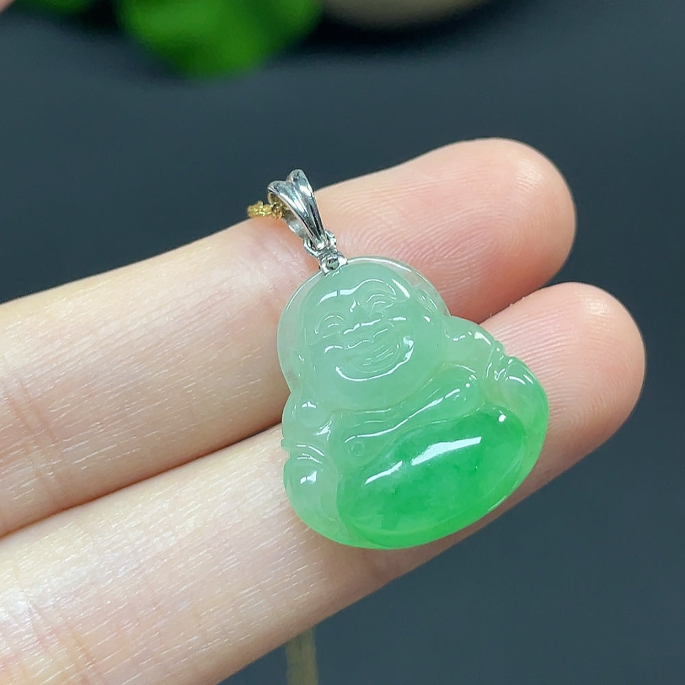 Jadeite Buddha镶嵌项链 Pendant 18k Chain 14k
