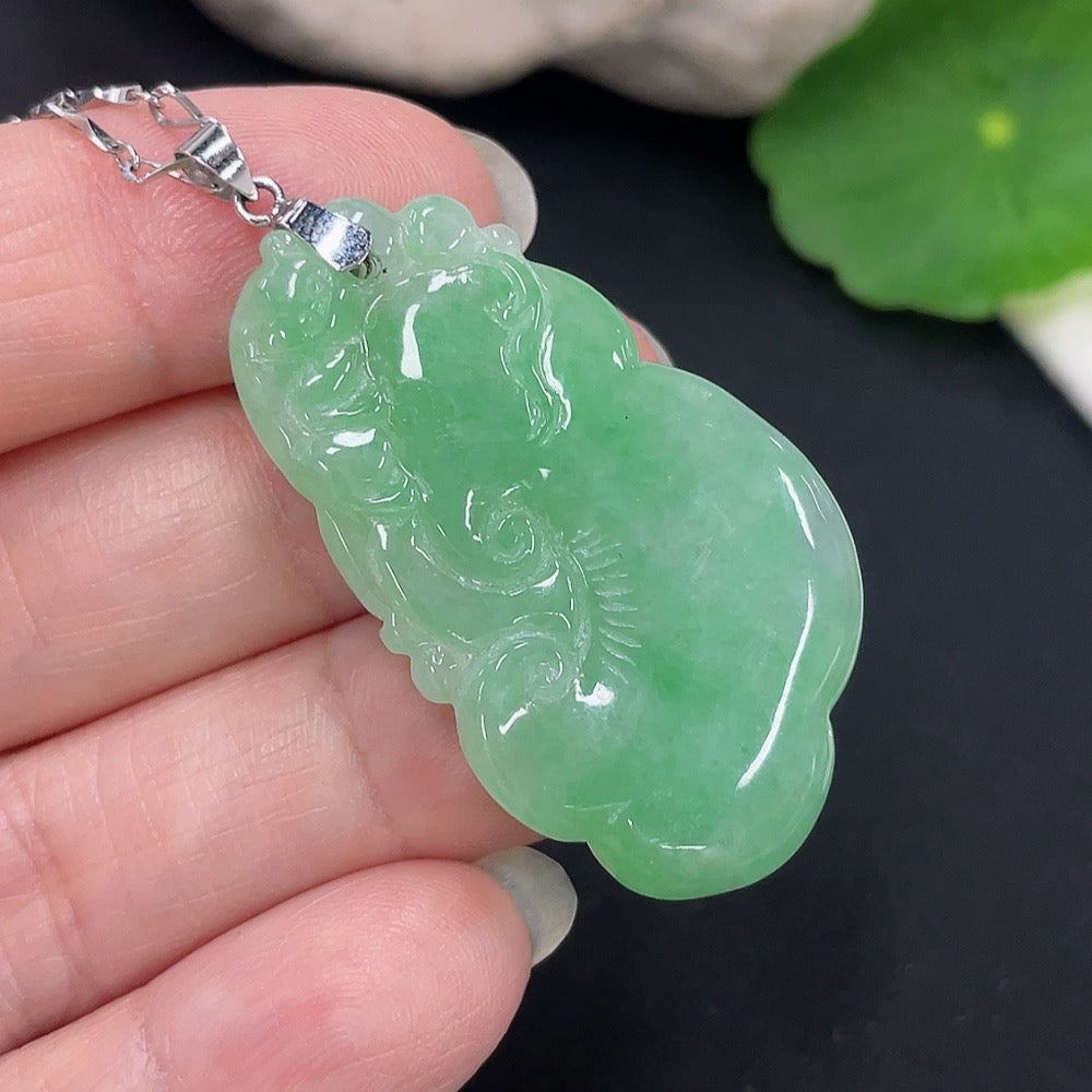 Jadeite Ruyi Pendant 18K Gold Total Weight Approx. 11.4g (Including Chain)