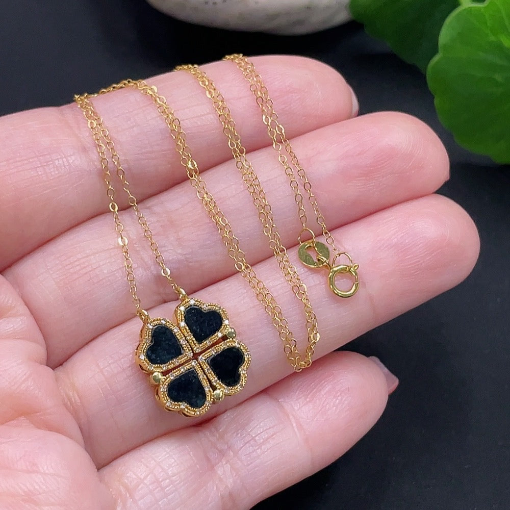 Jadeite Inlaid Necklace with 18K Gold Chain, Total Weight Approx. 2.6g