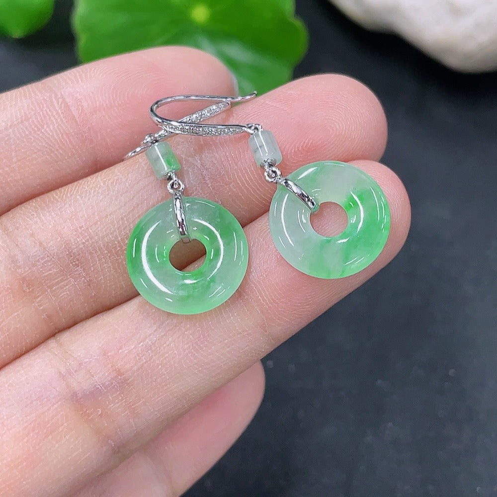 Jadeite Earrings Set in 18k Gold with Diamond Accents