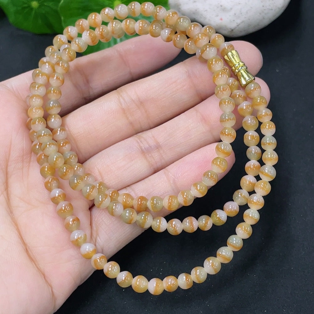 Jadeite Bead Necklace Approx. 4.4mm Total Weight About 20.8g (Non-gold Inlaid)