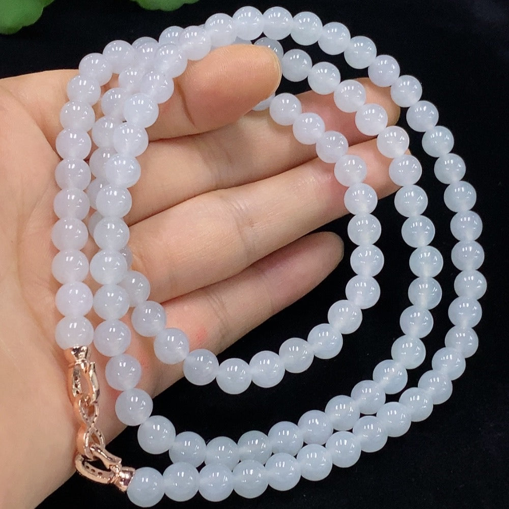Jadeite Bead Necklace approximately 6.6mm, total weight about 58.75 grams, non-gold