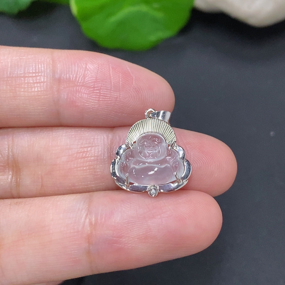 Jadeite Buddha inlaid pendant (18K gold buckle, main body Au61%) (non-diamond)