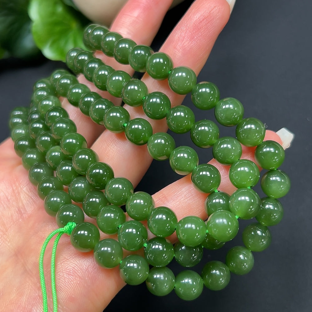 Hetian Jade Jasper Bracelet 8mm Approx. 87.27g with String