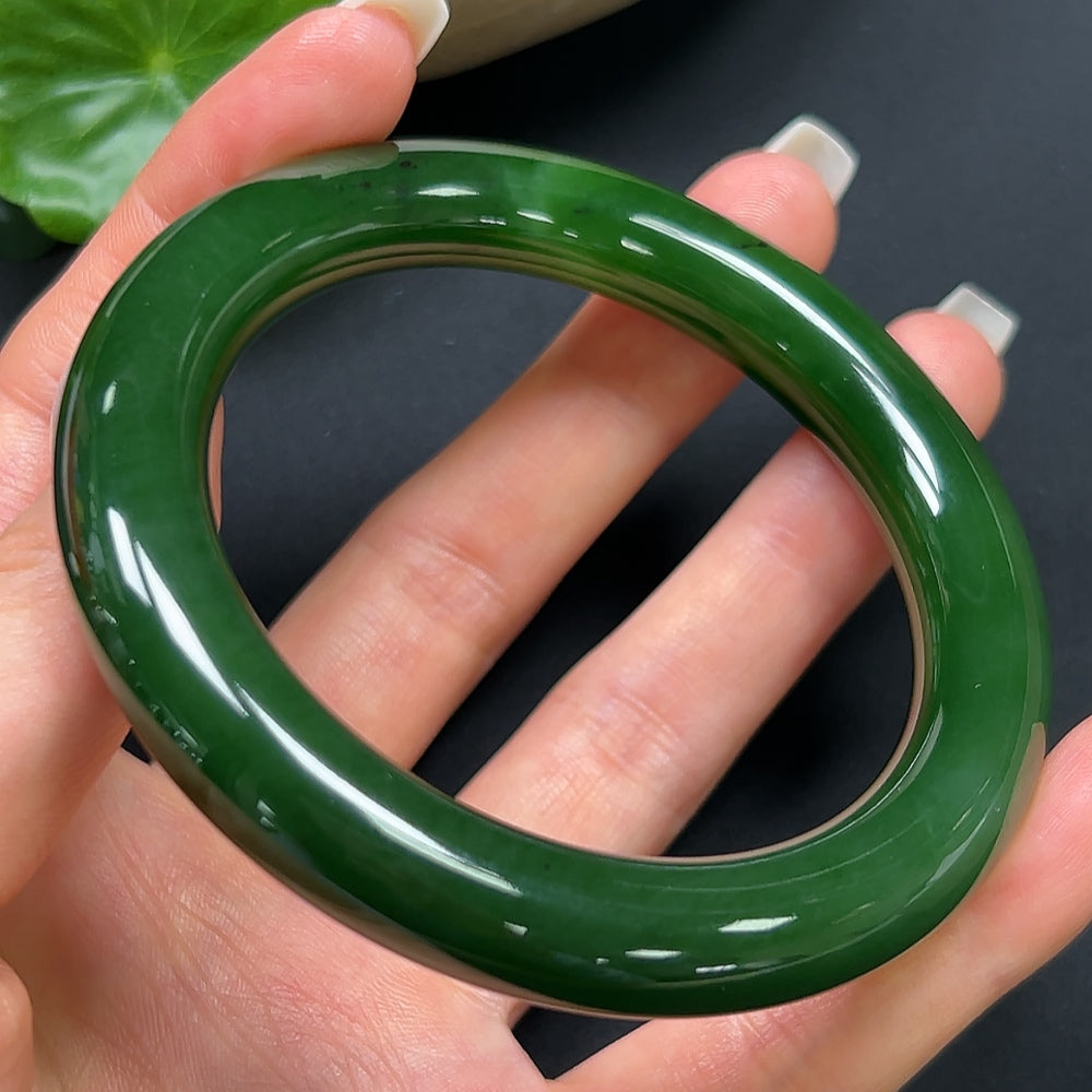 Hetian Jade Green Jade Round Bangle