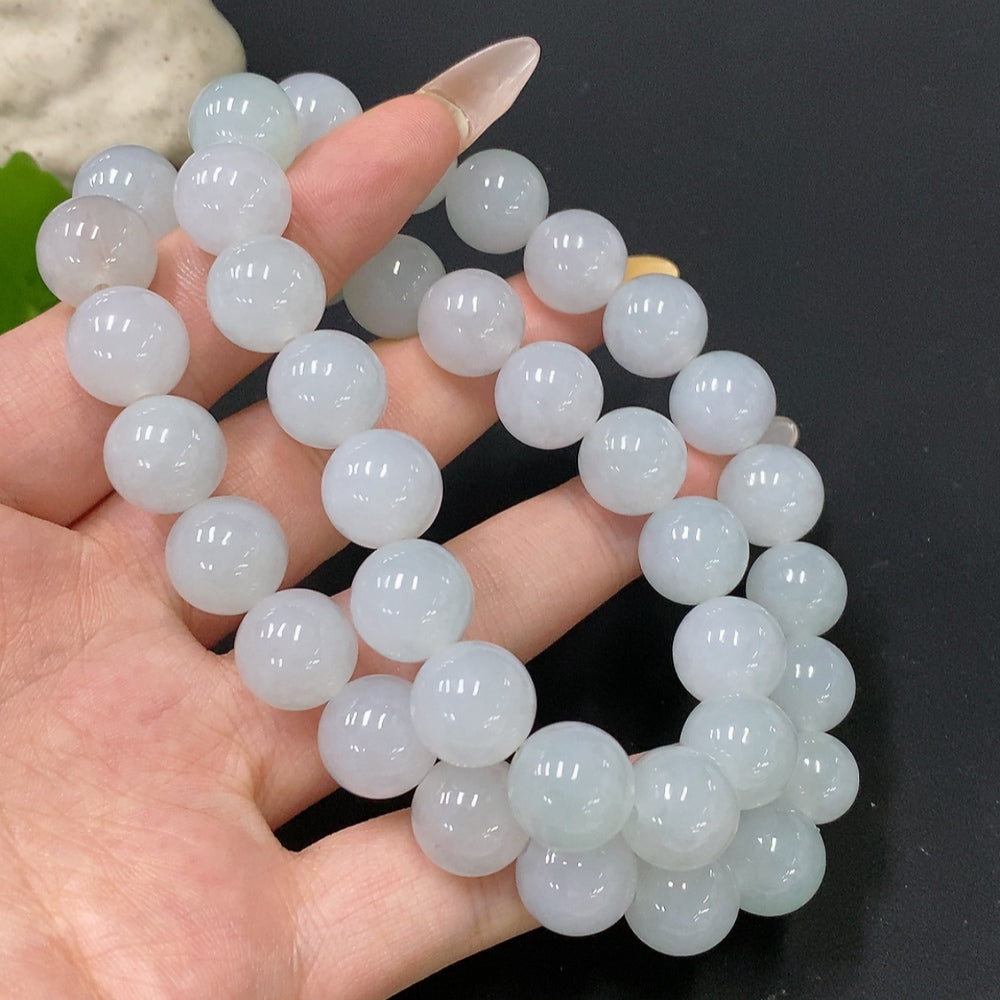 Jadeite Bead Necklace, Total Weight Approx. 120.86g, Bead Size Approx. 12.4mm