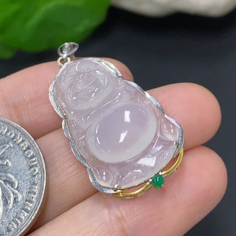 Jadeite Buddha Pendant 18k Gold Total Weight Approx. 3.2g With Non-Jadeite Beads Non-Diamond (Too Small to Confirm)