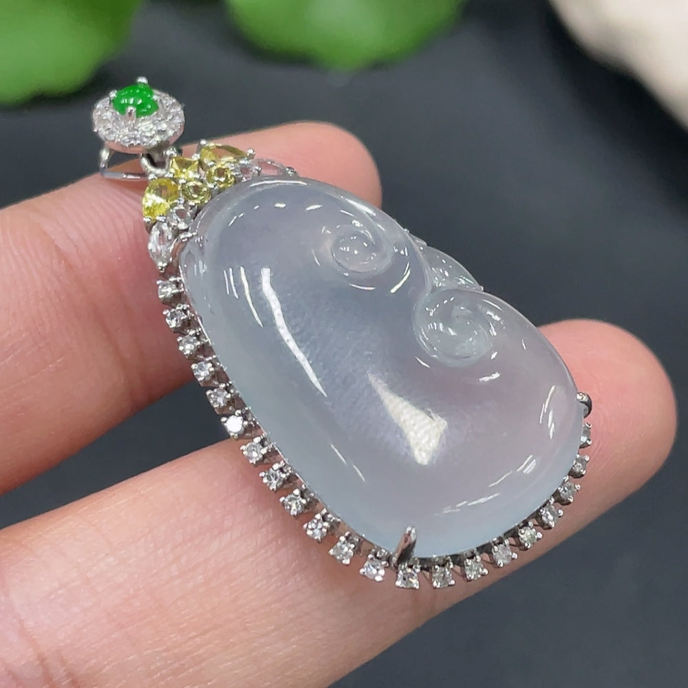 Jadeite Ruyi Inlay Piece 18k Gold Inlaid Total Weight Approx. 6.93g
