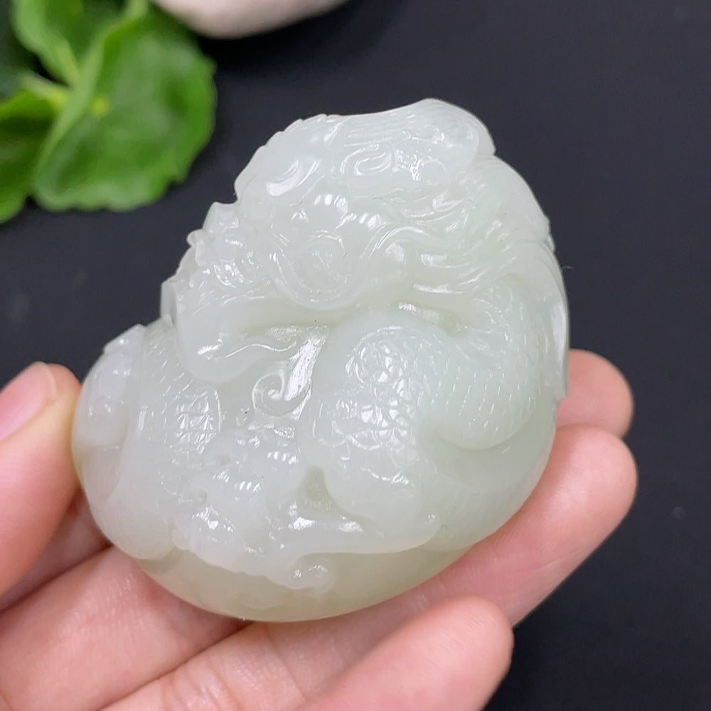 Hetian Jade Pendant - Dragon, Total Weight Approx. 91.4g, Collection Card