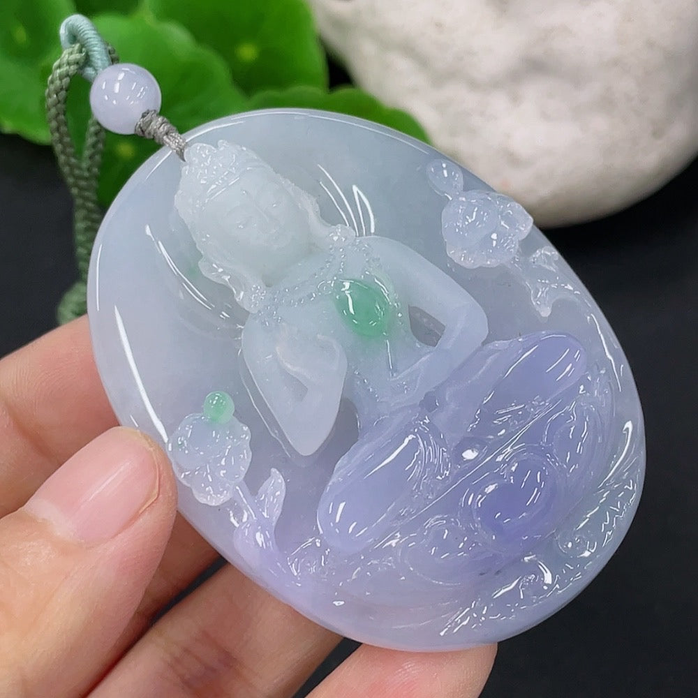 Jadeite Tara Pendant Total Weight Approx. 50.52g (Including Rope Weight)