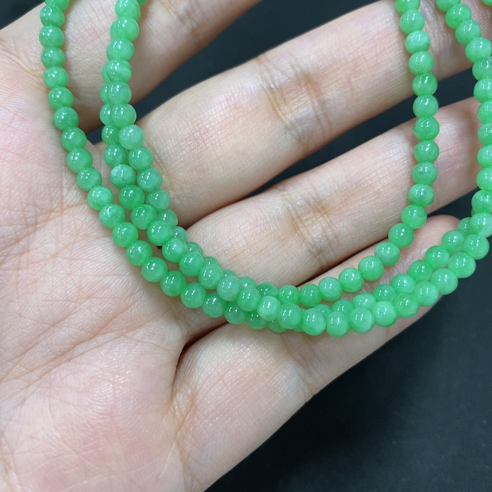 Jadeite Bead Necklace Approx. 3.3mm Non-Gold Total Weight Approx. 15.4g