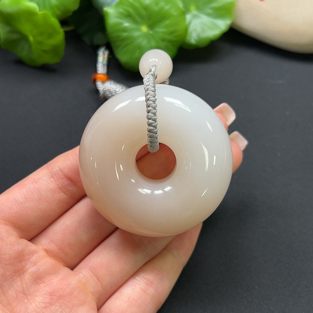 Hetian Jade Peace Knot Pendant Including Rope
