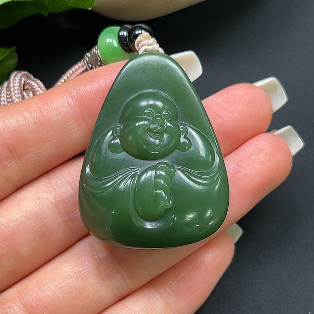 Hetian Jade Buddha Pendant with Cord