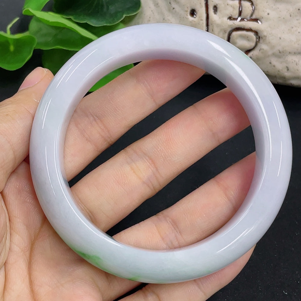 HKHQ Jadeite round bracelet, size 58.7, with a total weight of 88.42g, featuring smooth, polished jadeite beads.