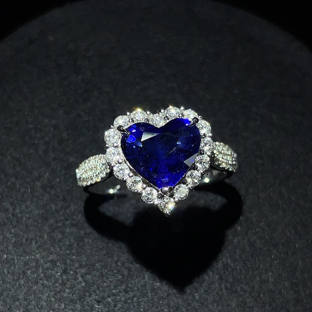 Sapphire Ring in 18K Gold with Diamond Accents
