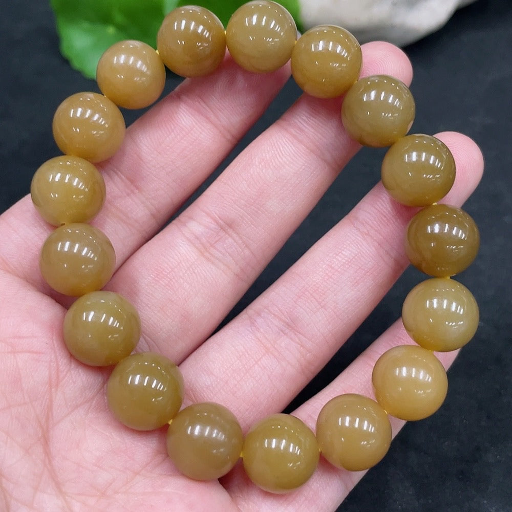 Hetian Jade Bracelet, approx. 11.8mm beads, total weight approx. 43.5g