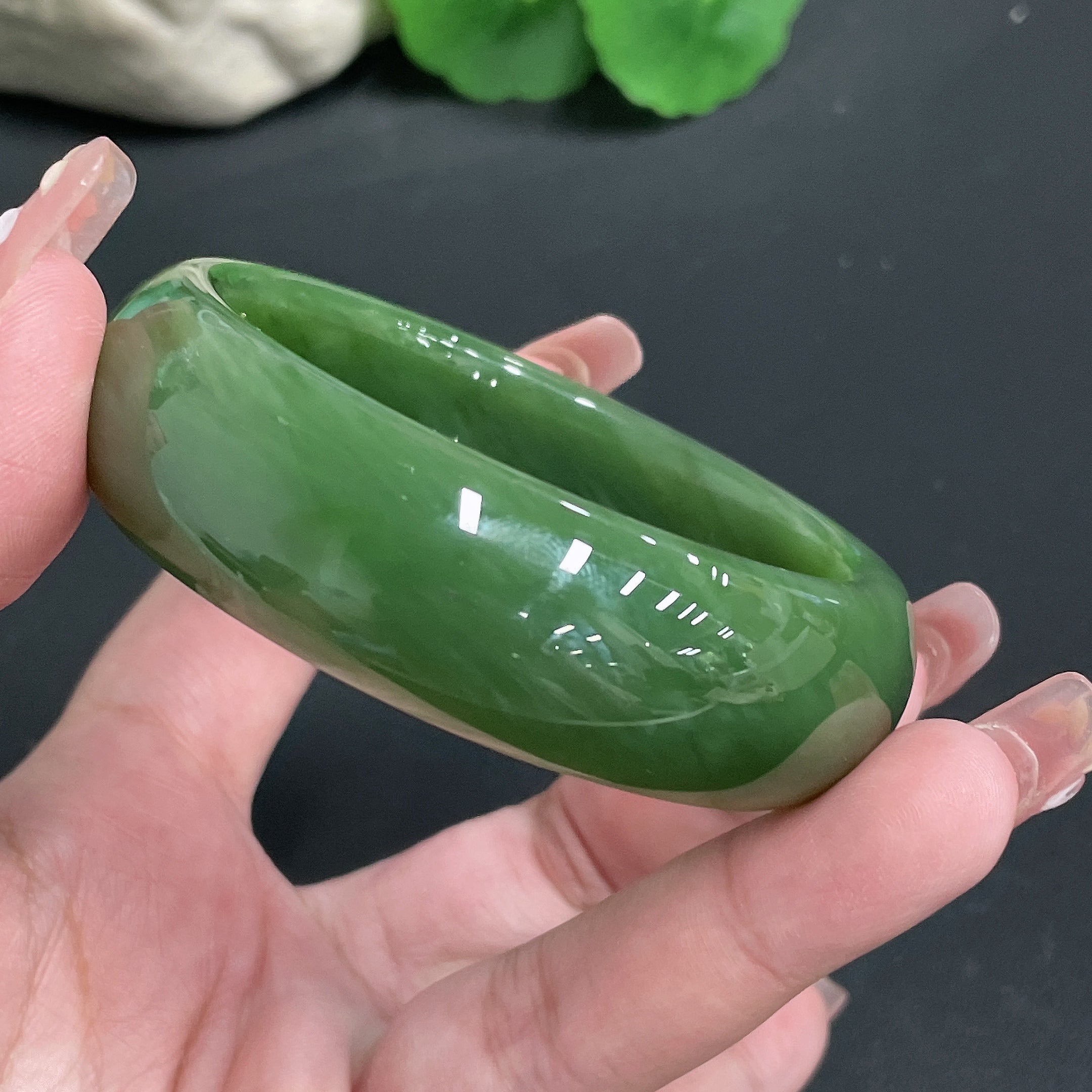 Hetian Jade Round Bracelet Size 55.8 Total Weight Approx. 85.22g