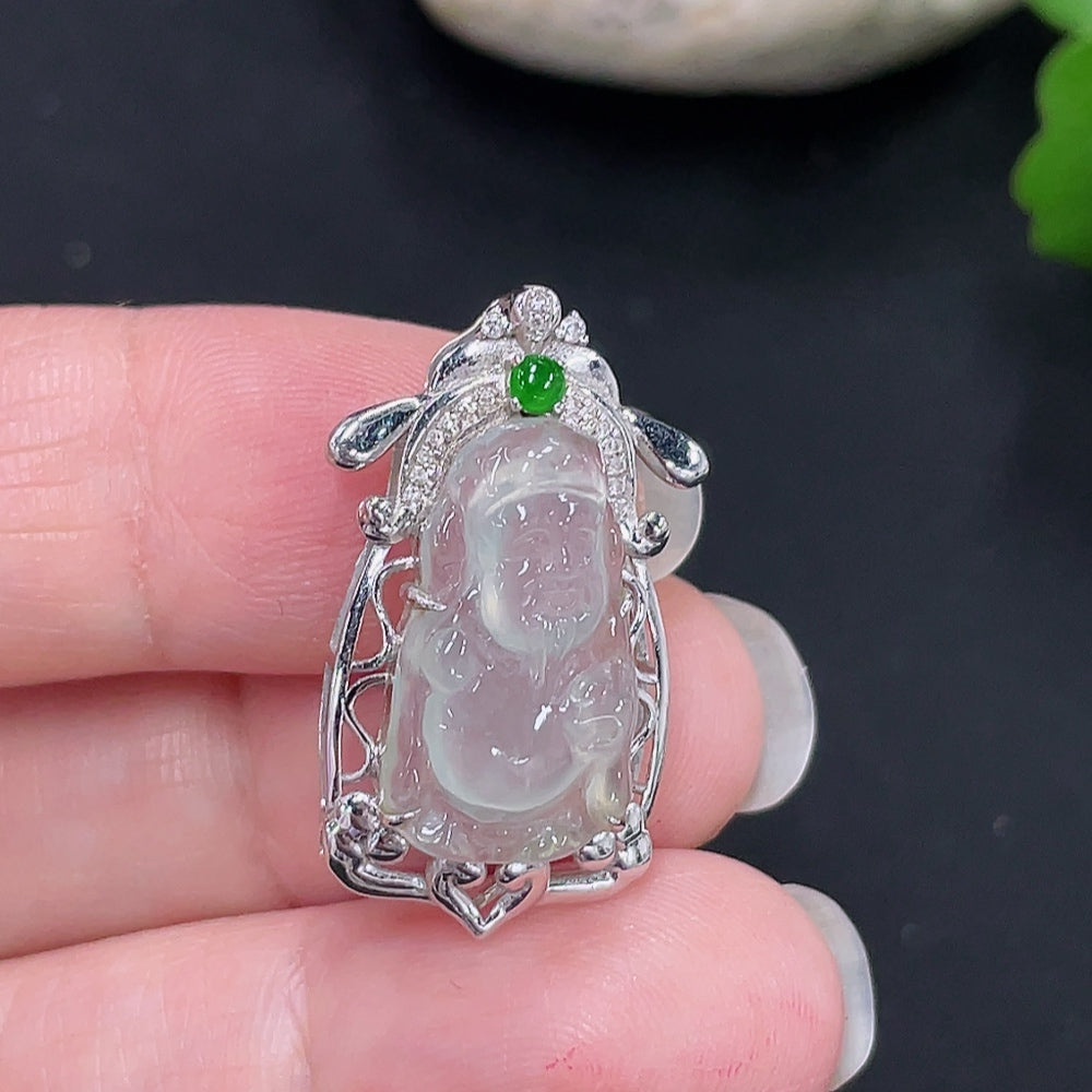 Jadeite Maitreya Inlaid Pendant 18K Gold Total Weight Approx.2.5g (Non-Diamond)