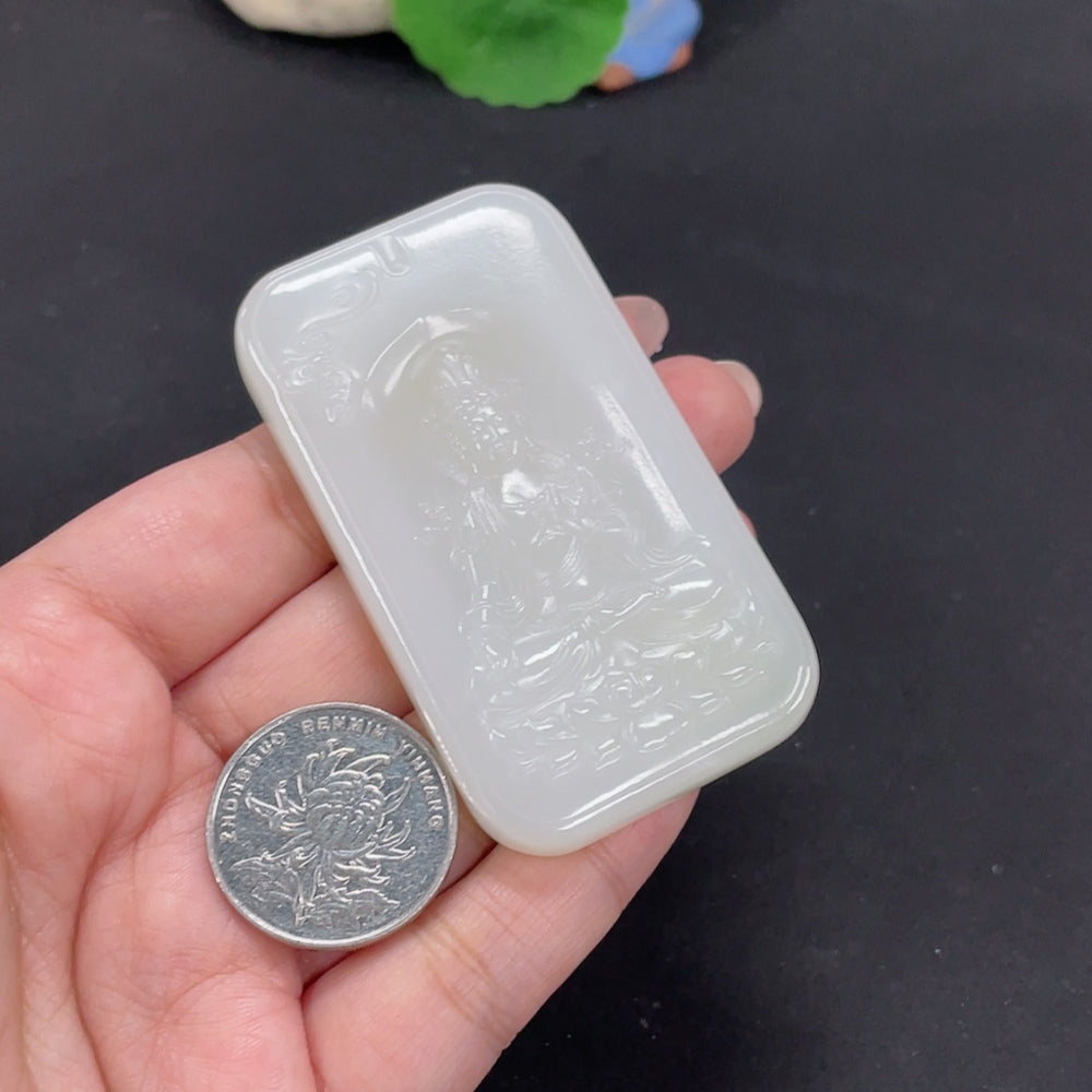 Hetian Jade Pendant Guanyin Total Weight Approx. 64.5g