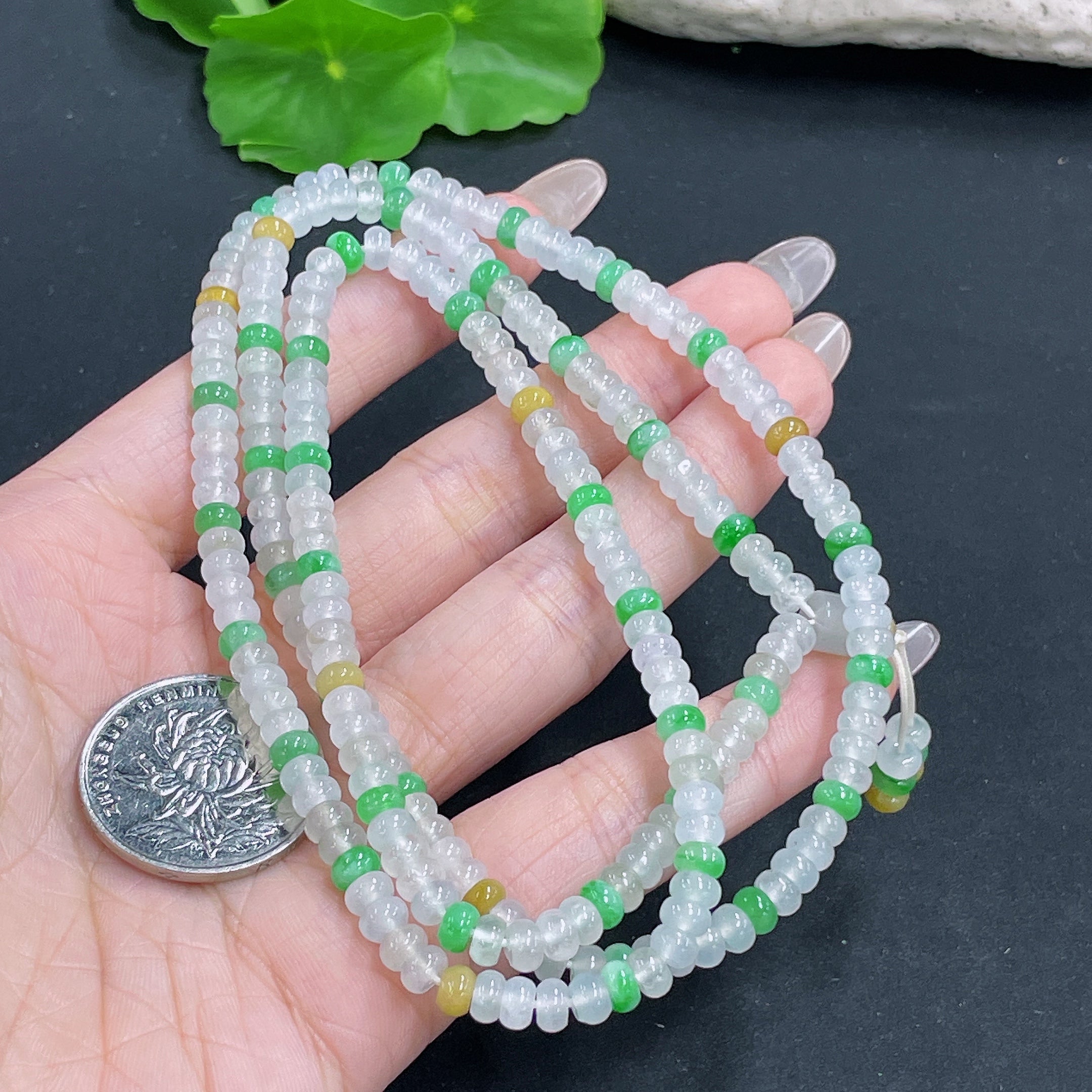 Jadeite Bead Necklace Total Weight Approx. 38.47g Size About 4.9mm