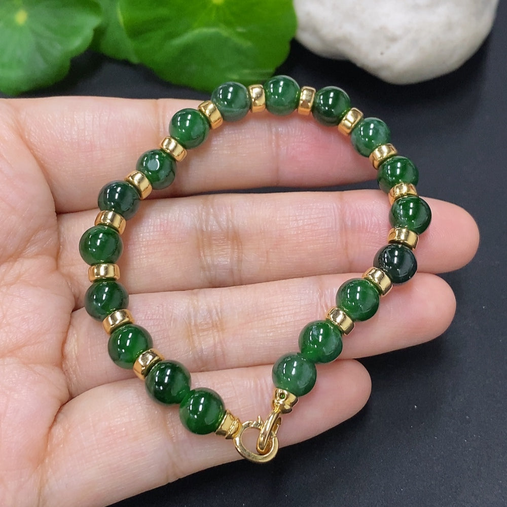 Jadeite bead necklace approx. 6.9mm (18K gold) total weight approx. 12.2g (containing other mineral components)