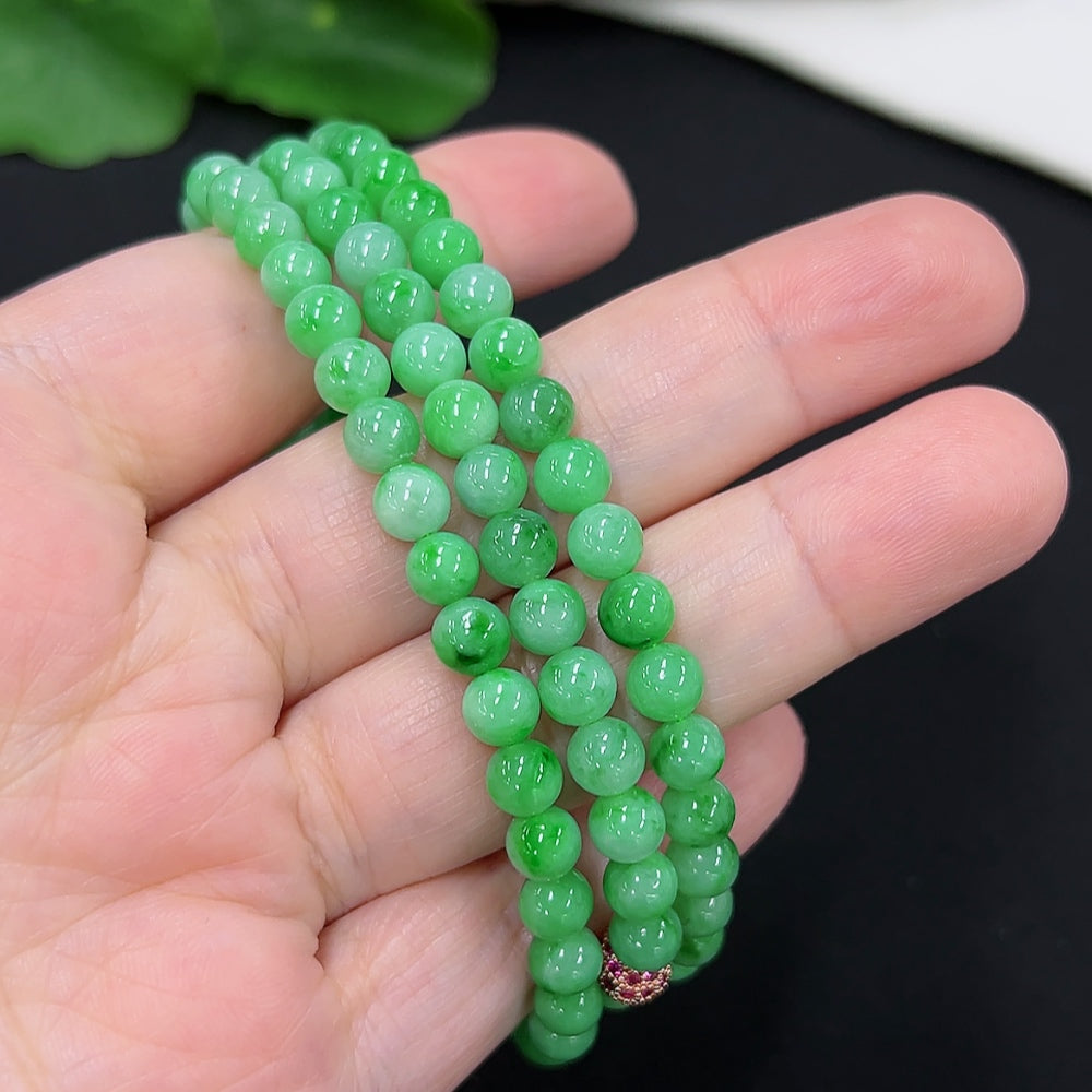 Jadeite Bead Necklace Approx. 5.4mm (Non-Gold Inlaid) (With Other Mineral Components)
