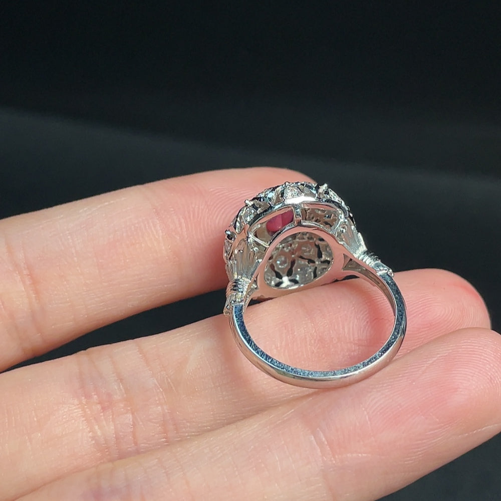18K Sapphire Ring with Diamond Accents