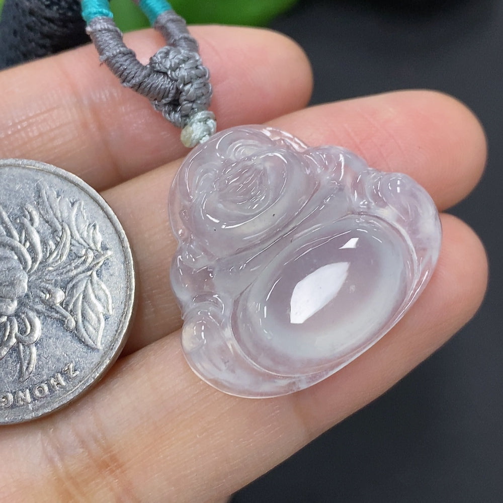 Jadeite Buddha Pendant Total Weight Including Rope Approximately 8g